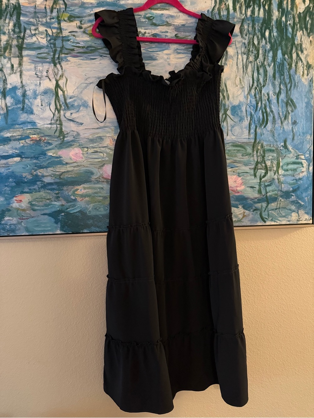 Hill House Ellie nap dress Black Smocked Tiered Midi Dress with Ruffled Straps - Picture 4 of 4